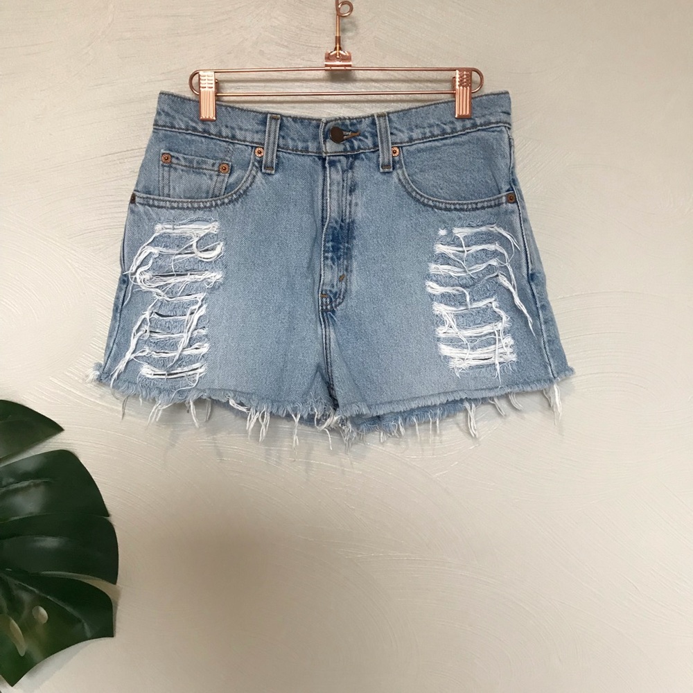 Levi's high waist cut-off distressed jean shorts